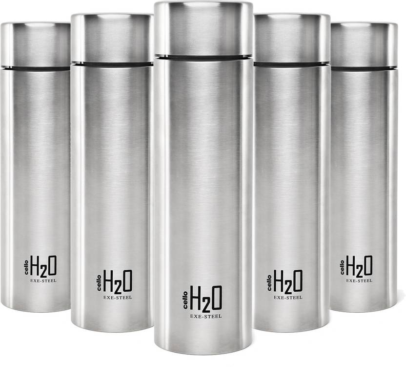 cello Stainless Steel Water Bottle Set, 1 Litre, Set of 5, Silver 1000 ml Bottle Buy cello