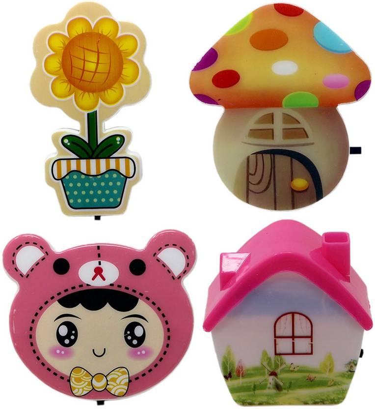 Tootpado Led Night Lamp Plug In Wall Pack Of 4 Cele26 Kids Tootpado Led Night Lamp Plug In Wall Pack Of 4 Cele26 Kids Room Home Decor Energy Saving Light 10 Cm Multicolor