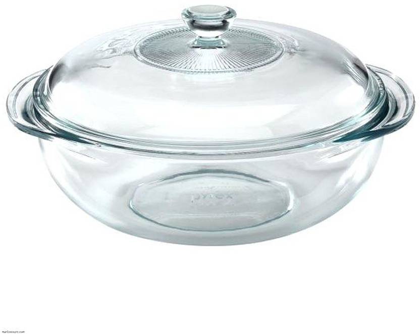 Indusbay Toughened Glass Round Casserole Borosilicate