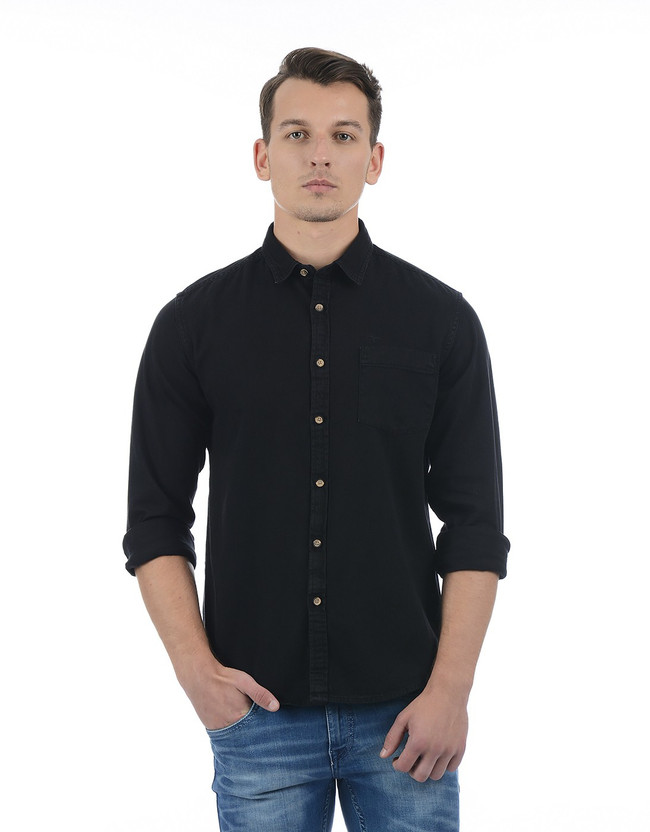 FLYING MACHINE Men Solid Casual Black
