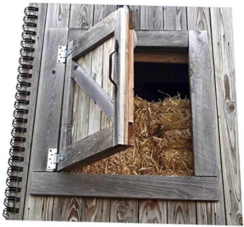 3drose Db 156011 2 Barn Loft Door With Hay Wood Memory Book 12 X
