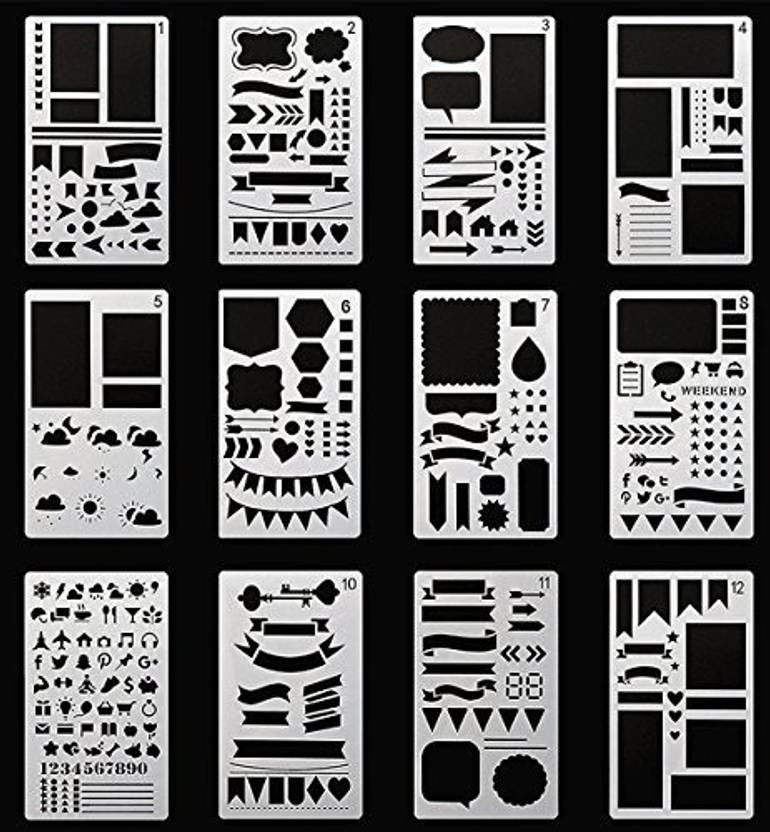 Annaboom Journal Stencil Plastic Planner Stencils 12 Pieces Annaboom Journal Stencil Plastic Planner Stencils 12 Pieces