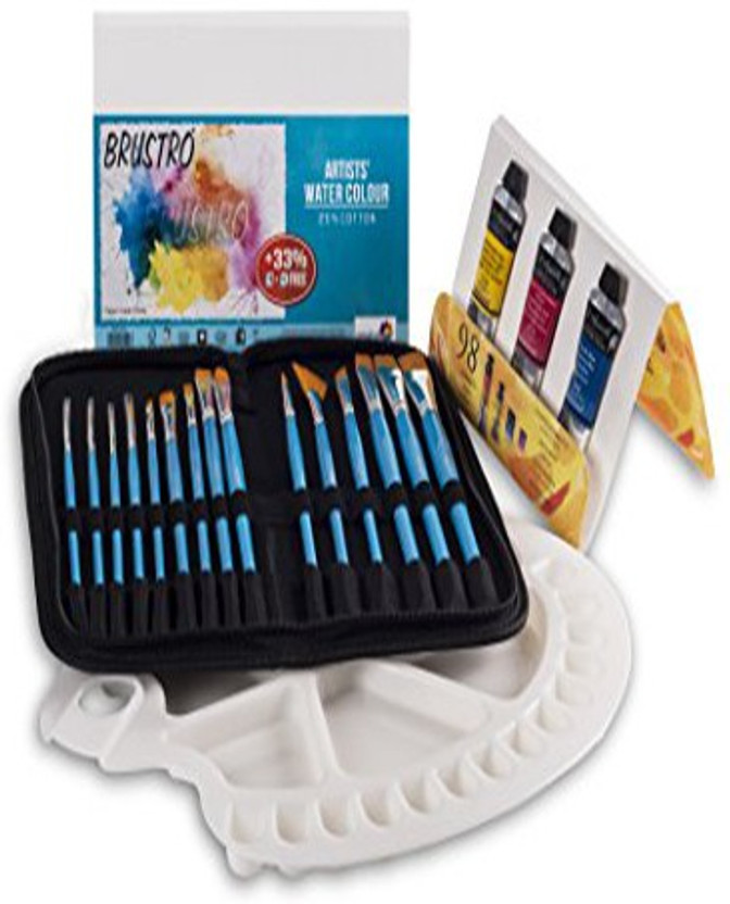 25 pcs Set 39/" Easel Acrylic Oil Watercolour Paints Brushes Wooden Palette