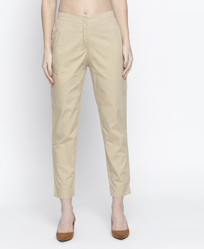 fbb Slim Fit Women Beige Trousers 