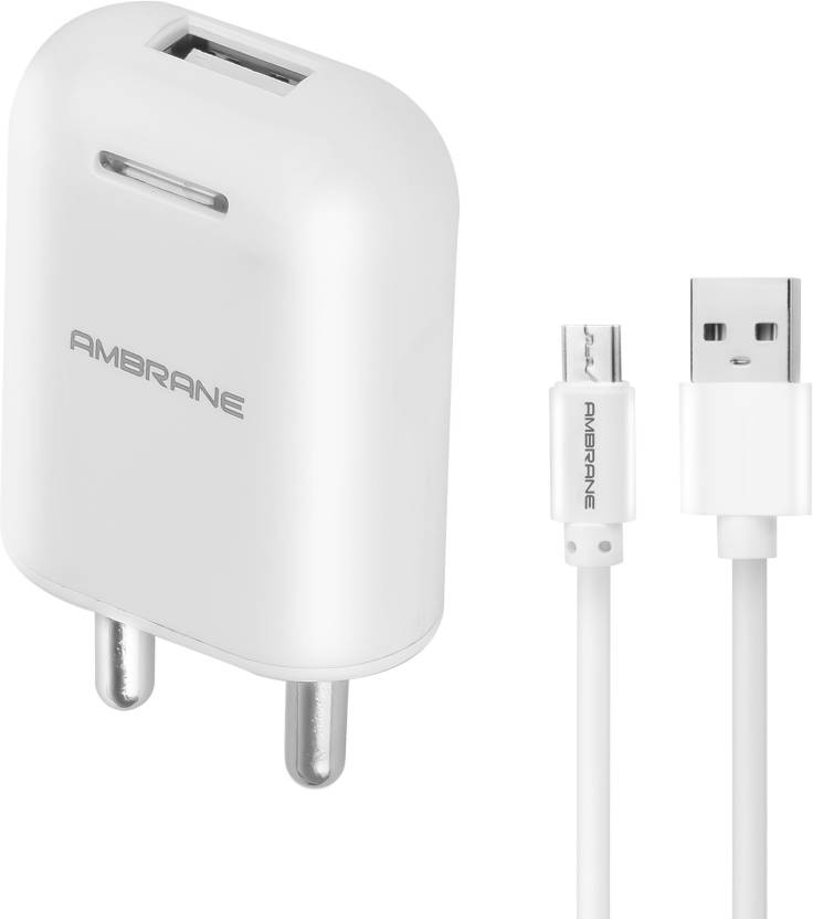 Ambrane AWC-38 2.1A Fast Charger with Charge & Sync USB Cable Mobile Charger  (User Manual, Cable Included)