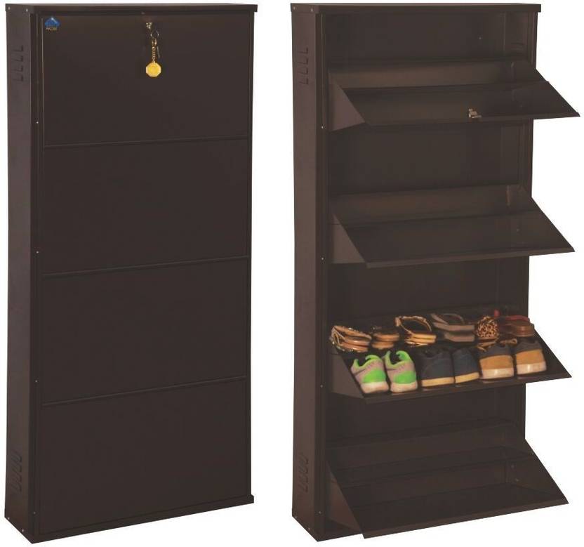 Delite Kom 24 Inches Wide Four Door Double Decker Powder Coated Wall Delite Kom 24 Inches Wide Four Door Double Decker Powder Coated Wall Mounted Metallic Coffee Metal
