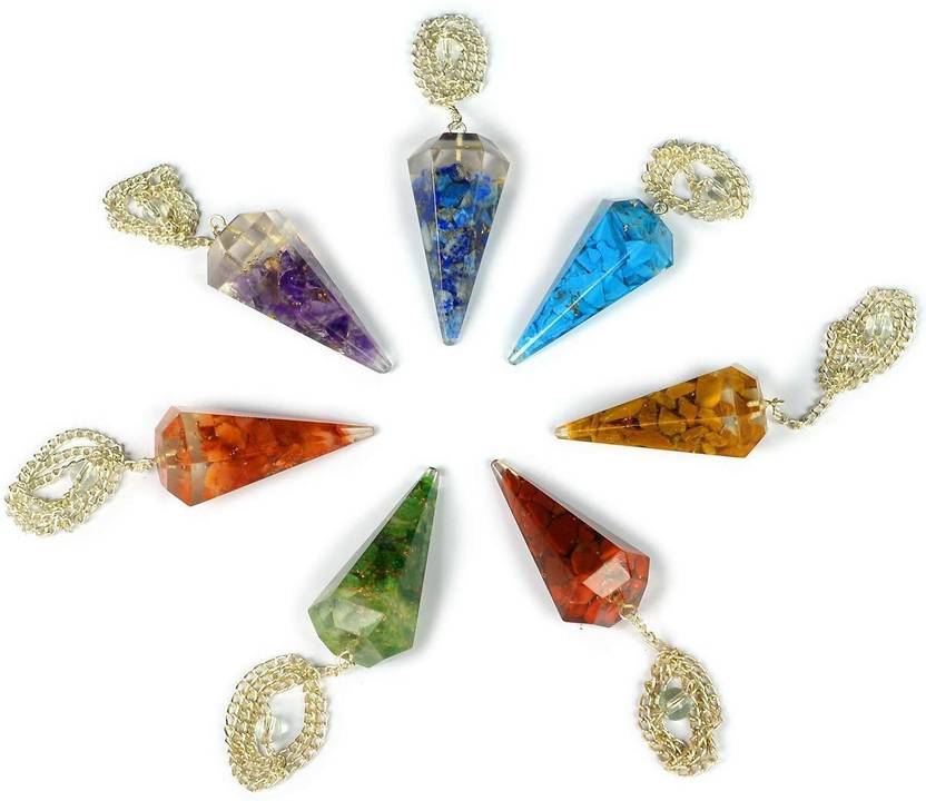 Reiki Crystal S 7 Chakra Orgone Dowser Pendulum For