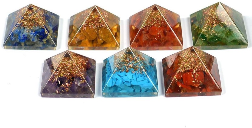7 Natural Gemstone Hand Carved Chakra Orgone Markaba Set Crystals
