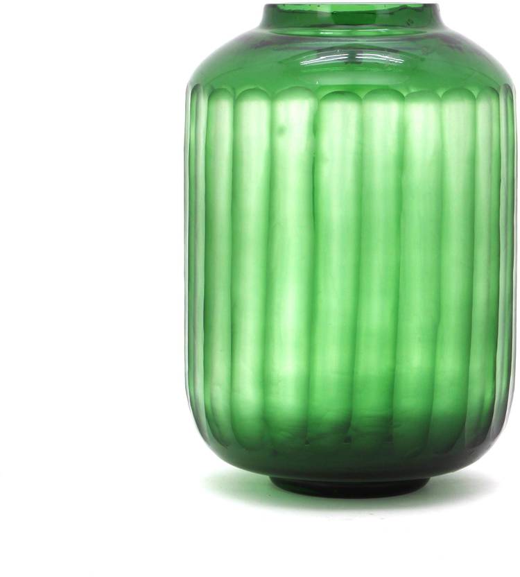 The Home Green Jar Clear With Strip Small 33 21 Glass Cylendrical