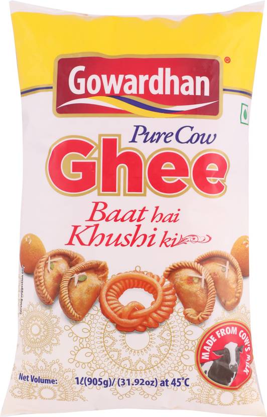 Gowardhan Pure Cow Ghee 1 L Pouch Price in India Buy Gowardhan Pure