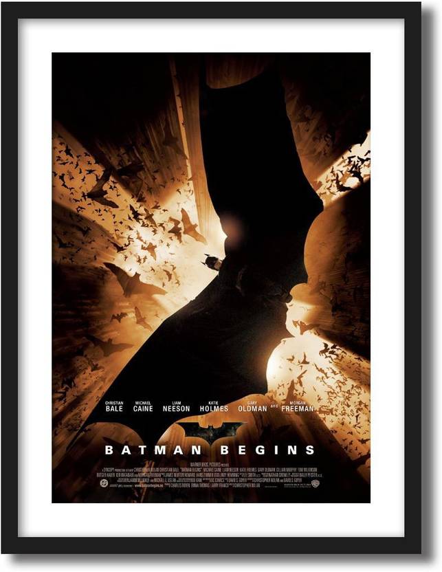 Artcentral Batman Begins Poster Without Glass Black Frame Artcentral Batman Begins Poster Without Glass Black Frame With Border Art Print Digital Reprint Painting 19 Inch X 15