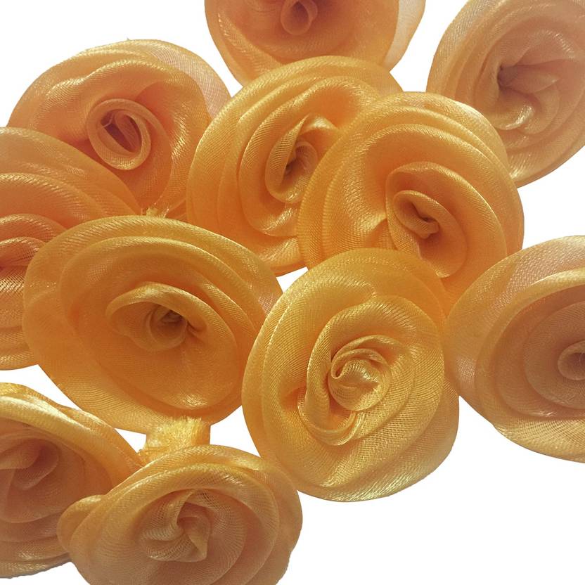 Eerafashionicing Yellow Ribbon Flower For Dresses Sarees Lehenga