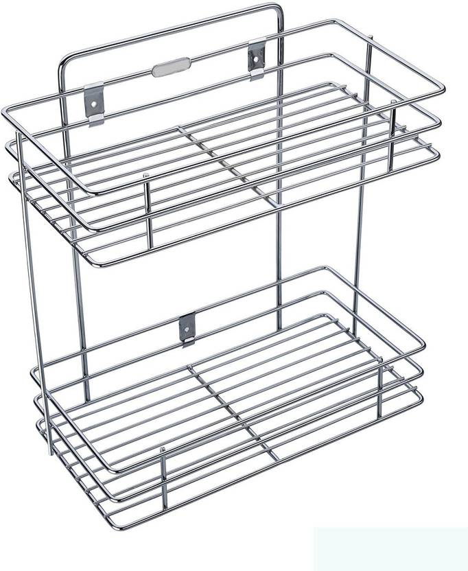 Bluwings Double Layer Wall Mounted Kitchen Rack Accessories Bluwings Double Layer Wall Mounted Kitchen Rack Accessories Organizer Stainless Steel Shelf