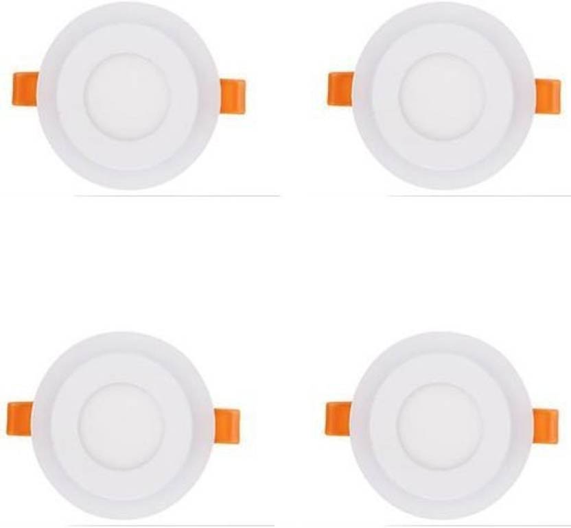 Galaxy 6 Watt 3 Led Round Panel Light Ceiling Pop Down Indoor 3d Effect Lighting Double Color Pink White Pack Of 4 Recessed