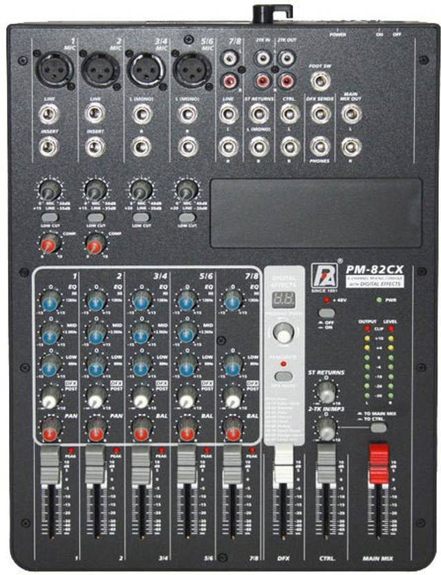P.A [P.Audio] PM82CX Eight Channel Live Mixer with effects Analog