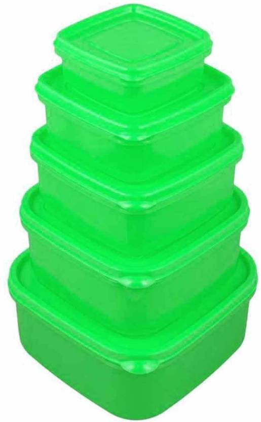 GreenViji Green Plastic Multipurpose Storage Containers Set for Kitchen