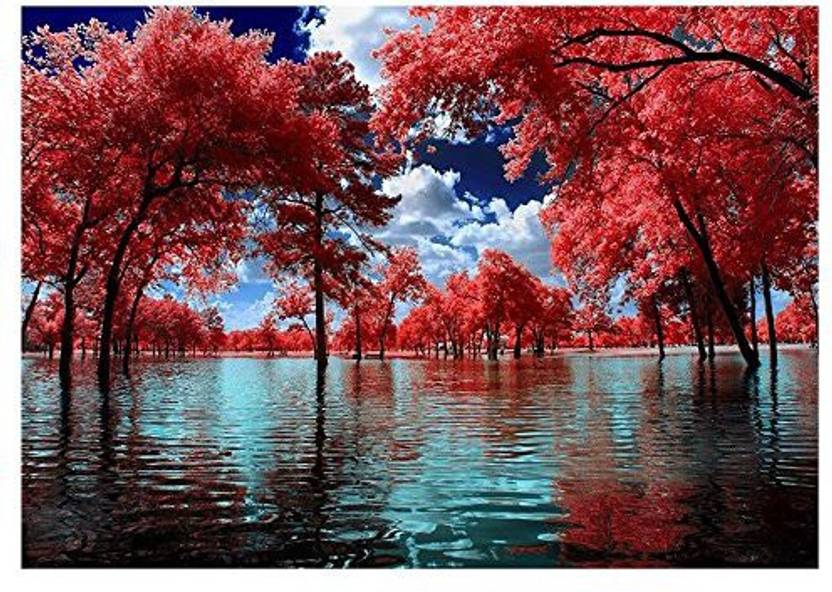 whitelotous 5d embroidery kit red leaves tree crystal diamond