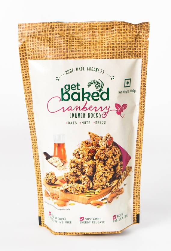 Get Baked Cranberry Crunch Rocks Oat Granola Healthy Snack 100gms Get Baked Cranberry Crunch Rocks Oat Granola Healthy Snack 100gms 100 G