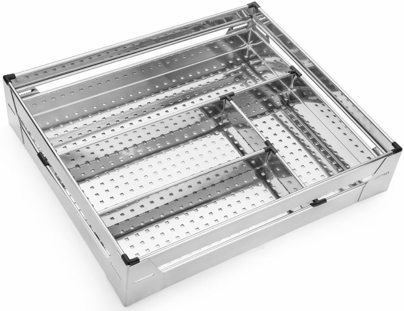 KEEPWELL Stainless Steel Stainless Steel Kitchen Rack | Cutlery Kitchen basket | Modular Kitchen basket | Kitchen trolley | Storage Basket For Kitchen (Size: 19x20x4 Inch) Storage Basket(Pack of 1)