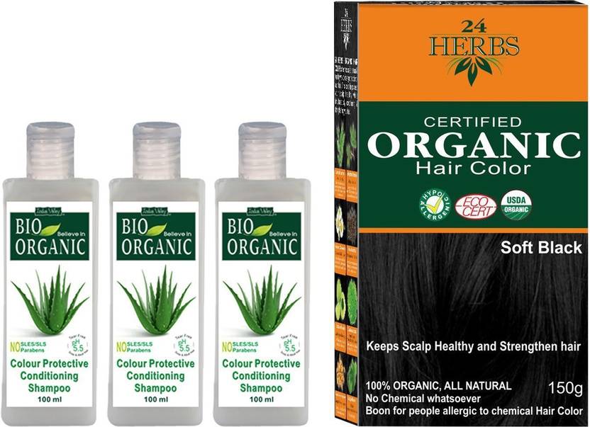 24 Herbs Certified Organic Soft Black Hypoallergenic Hair Color