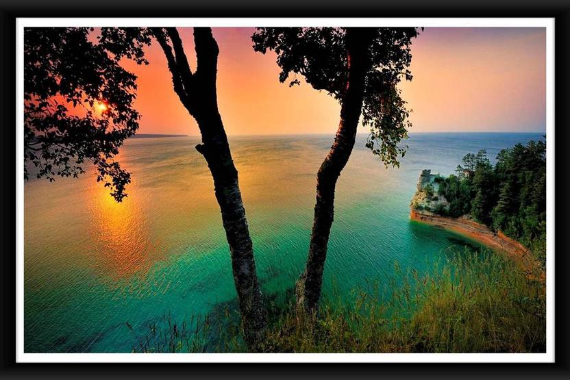 Beautiful Scene Nature Rising Sunset Hd Wallpaper Framed