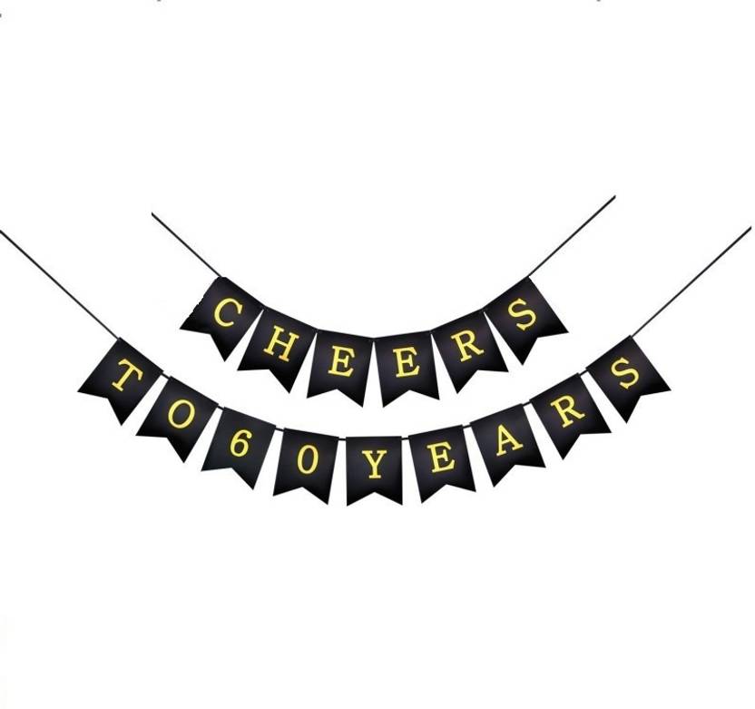 Theme My Party Black Cheers To 60 Years Banner 60th Birthday Party