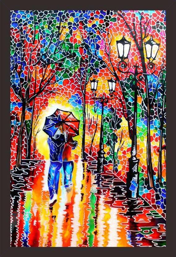 Mad Masters Glass Art Style Painting 1 Piece Wooden Framed