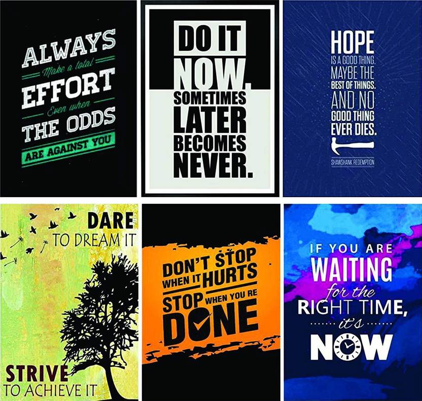 Combo Pack of 6 Motivational Wall Posters and Inspirational Quotes for