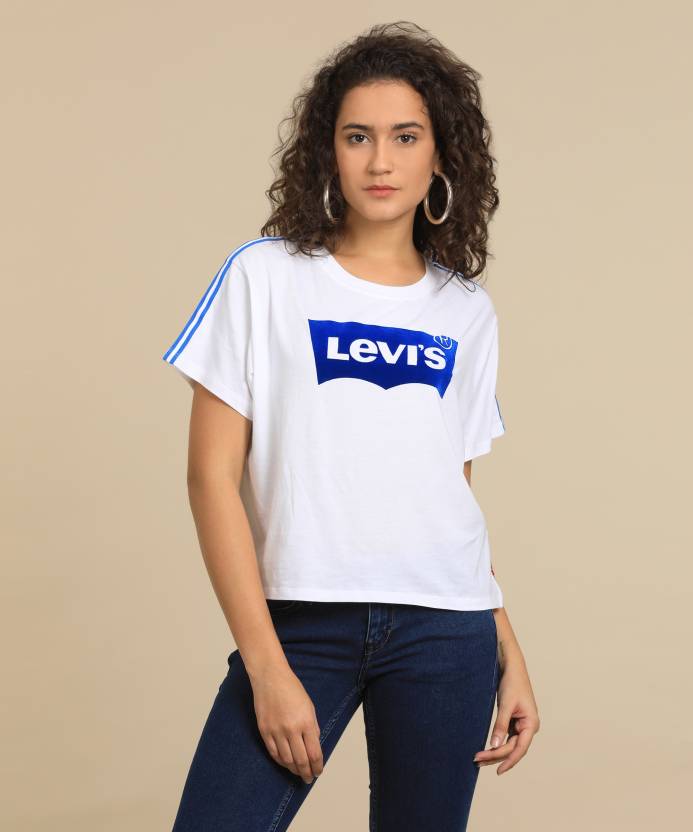 LEVI'S Printed Women Round Neck White T-Shirt - Buy Blue LEVI'S Printed  Women Round Neck White T-Shirt Online at Best Prices in India 