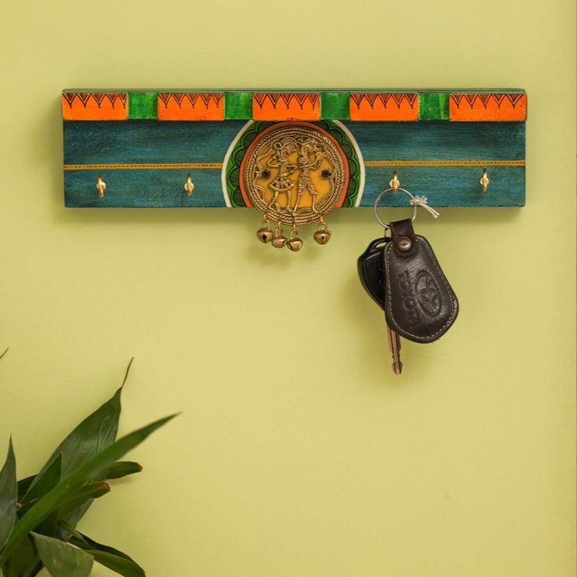 Exclusivelane Dhokra Art Home Decorative Wall Hanging Key Hooks