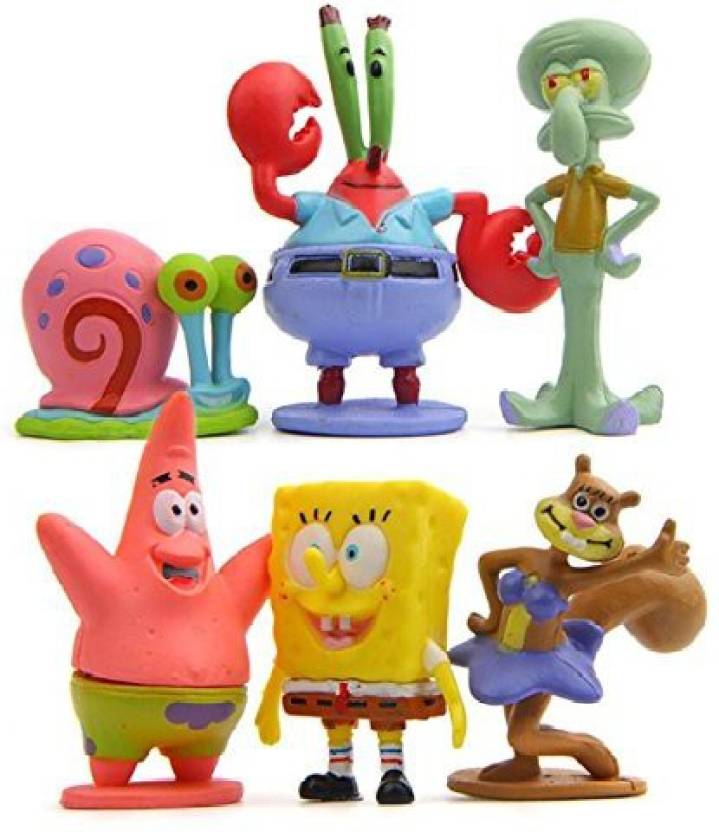 Shrih 6 Pcs Toy Set Spongebob Squarepants, Gary, Sandy Cheeks, Mr ...