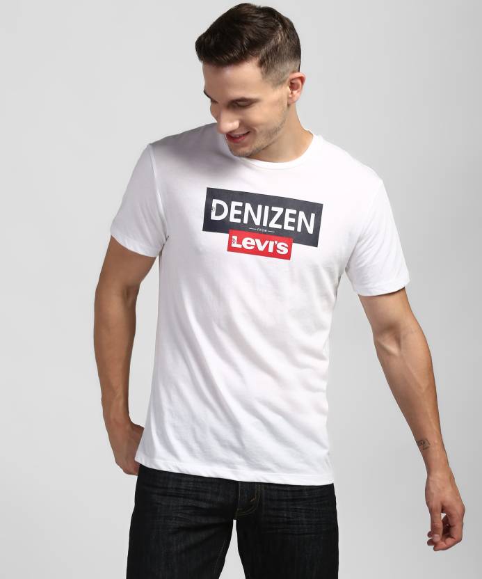 DENIZEN from Levi's Printed Men Round Neck White T-Shirt - Buy DENIZEN from  Levi's Printed Men Round Neck White T-Shirt Online at Best Prices in India  
