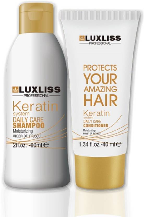 Luxliss KERATIN DAILY CARE SHAMPOO 60ML & CONDITIONER 40 ML TRAVEL KIT