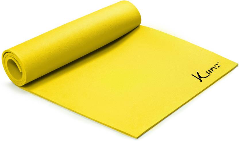 Kurvz Eco Friendly Anti Skid Yoga Exercise Mat Yellow 8mm Thick
