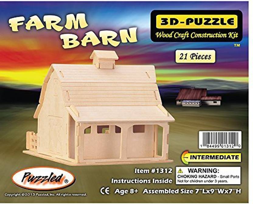 Puzzled Farm Barn Wooden 3d Puzzle Construction Kit Farm Barn