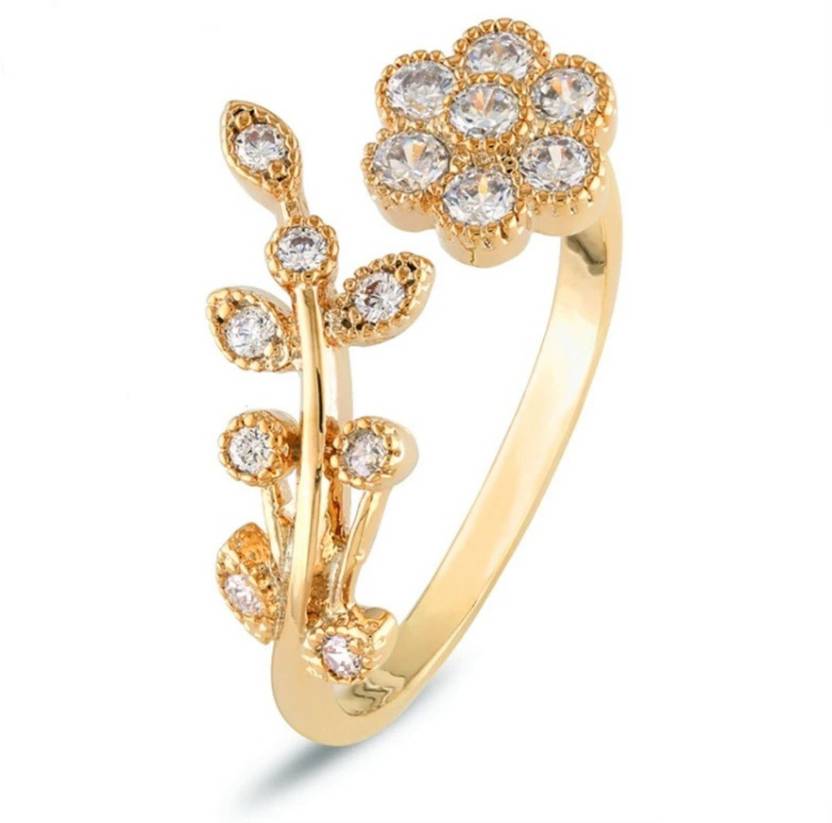 Daluci Gold Plate Flower Ring For Vintage Metal Gold Color Womens