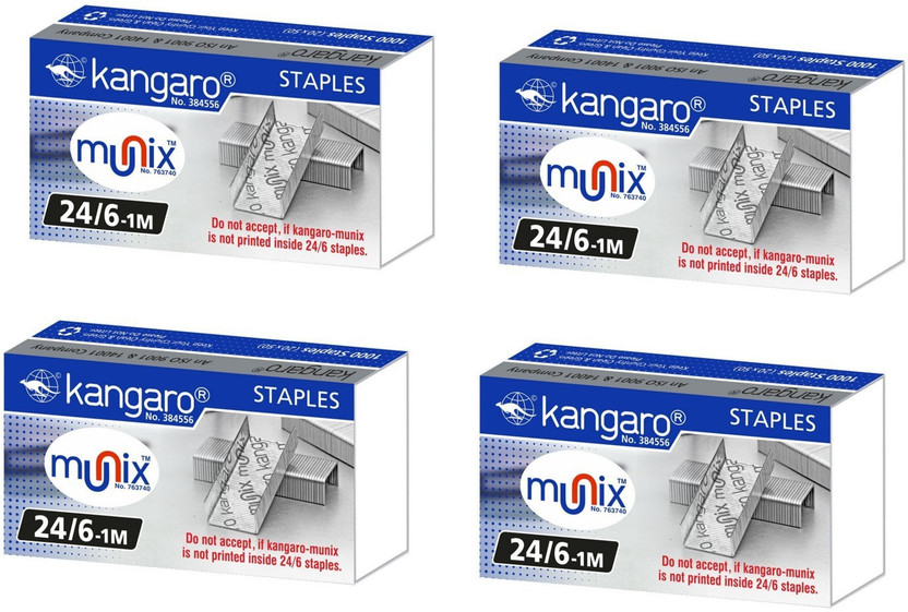 Kangaro 24/6 1M 24/6 24/6 Stapler Pins(Set of 4, Silver)