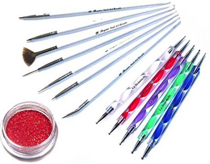 La Demoiselle 5 X 2 Way Marbleizing Dotting Pen Plus 7 X Nail Art