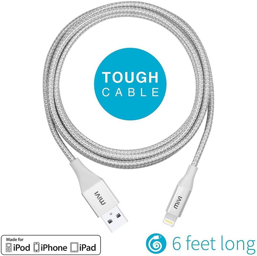 Mivi Mfi Certified 6ft Long Nylon Braided Original Tough Lightning Cable Mivi Mfi Certified 6ft Long Nylon Braided Original Tough Lightning Cable