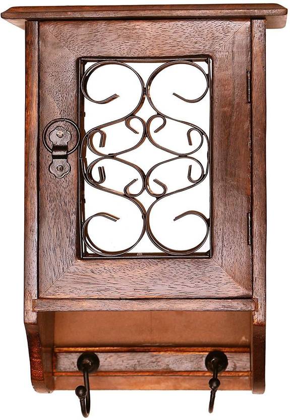 Jaipurcrafts Handcrafted Wooden Box Ring Hanger Hooks Safe Key