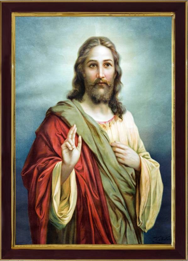Saf Lord Jesus Sparkle Coated Digital Reprint Painting