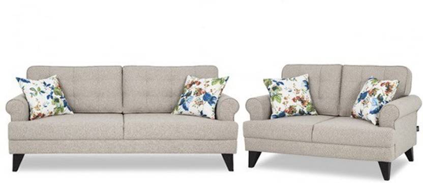 Hometown Miller Fabric Sofa Three Seater Two In Beige Combo 3 2 Set