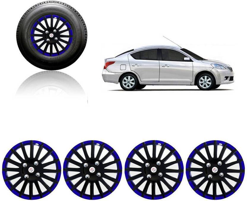 AUTO PEARL DT9B19 Premium Quality Car Black and Blue Wheel Cover Caps