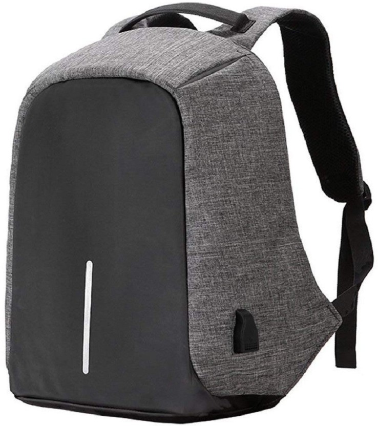 Black Men Women Anti-Theft Travel Backpack USB Port Shoulder Laptop School Bag