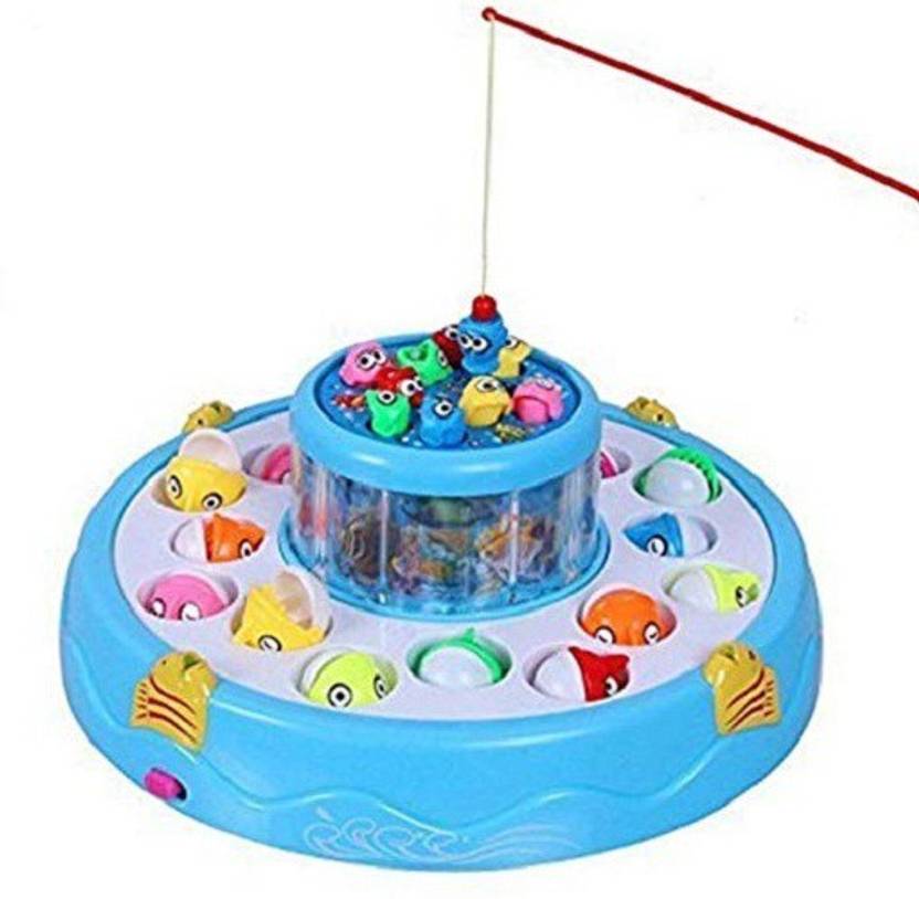 Crazy Toys LATEST Fishing Fish Catching Game with 26 Pcs of Fish, 2 Rotary Fishing Pond and 4