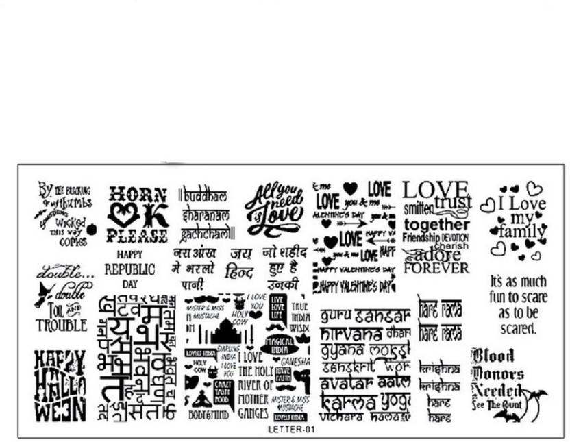 Imported Stamping Template Rectangle Love Heart Taj India Hindi