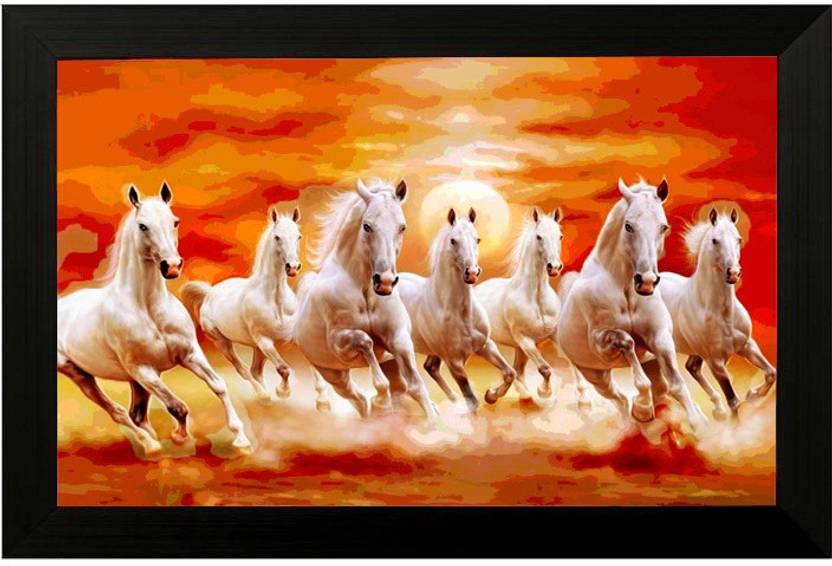 Pintura Seven running horses # vastu painting for home and office