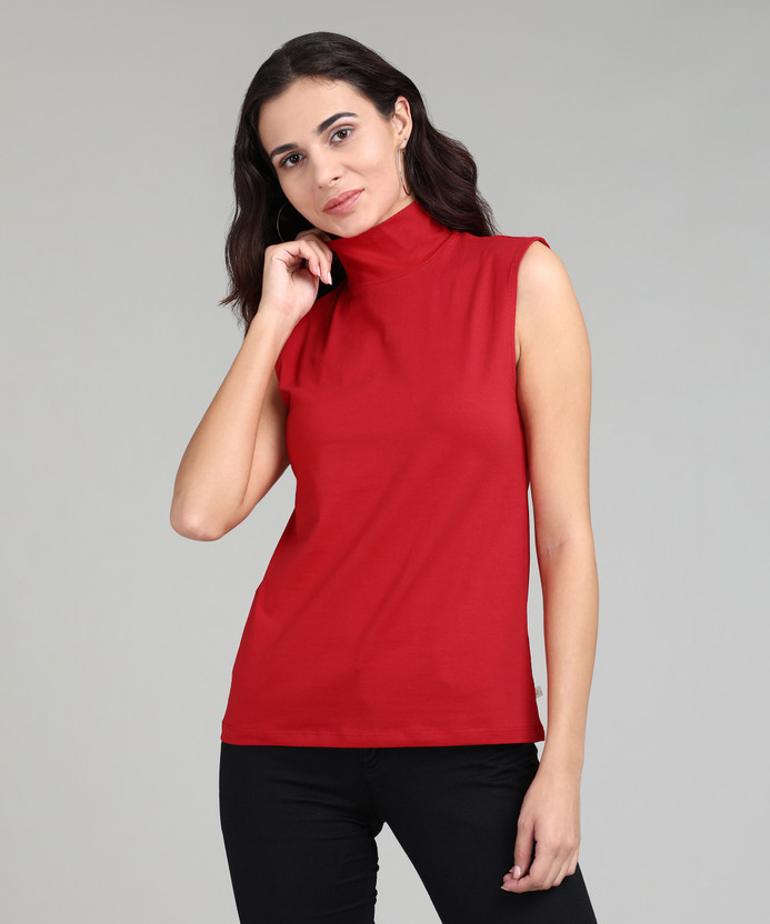 red sleeveless shell