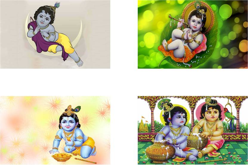 Lord Krishna Combo Poster set of Four Posters bal krishna poster god krishna poster radhe