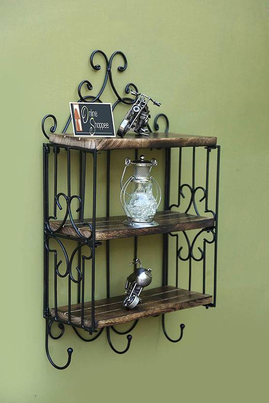 Wooden Iron Kitchen Rack In India Wooden Iron Kitchen Rack Brown Black